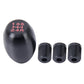 Black gear shift knob with red 135 4H 24R markings and three threaded sleeves
