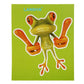 Frog character car sticker showing green frog holding orange barbell, die-cut