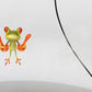 Frog character car sticker, small green frog with orange barbell design