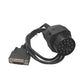 OBDII diagnostic cable with round 19-pin connector and D-sub plug