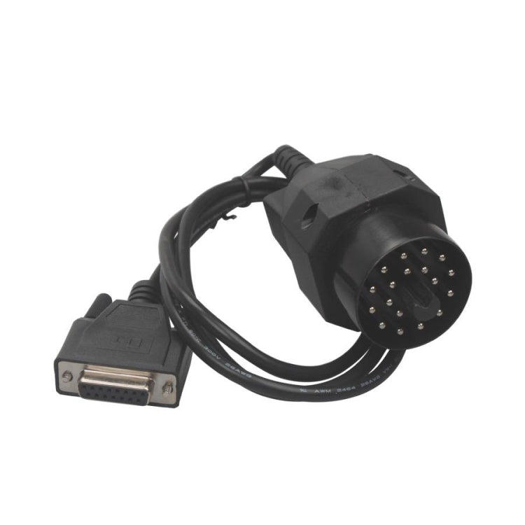 OBDII diagnostic cable with round 19-pin connector and D-sub plug