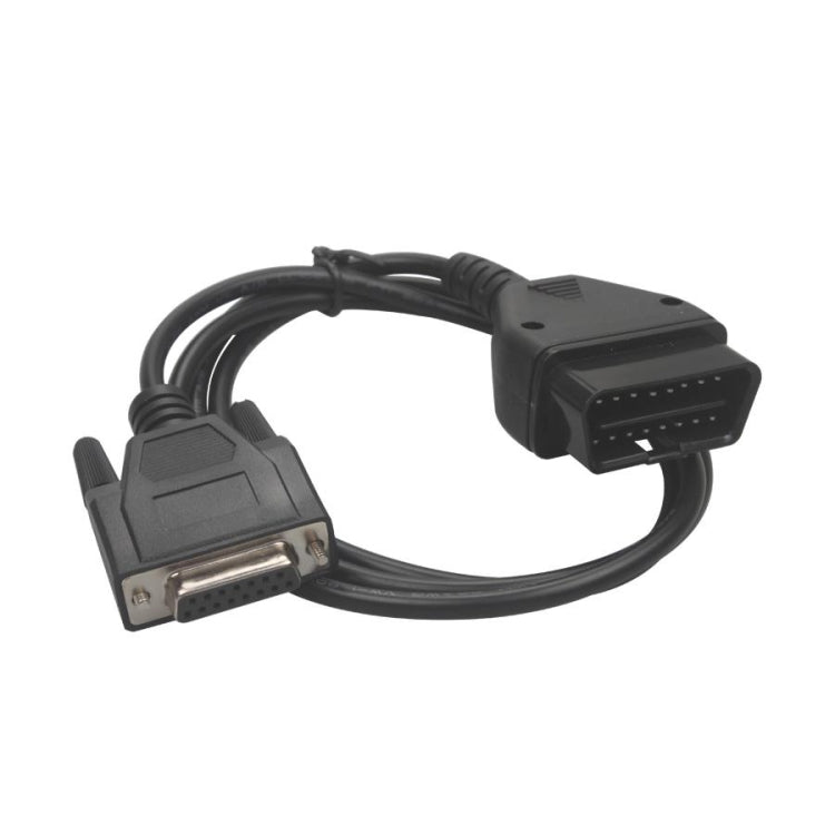 OBDII diagnostic cable with D-sub connectors and black molded housing