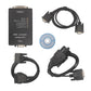 OBDII diagnostic interface kit with black device, cables, and blue CD