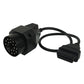 Black diagnostic adapter with multi-pin connector and OBD-style cable
