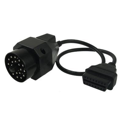 Black diagnostic adapter with multi-pin connector and OBD-style cable