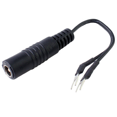 Twisted-pair lead cable with cylindrical jack and forked wire ends