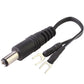 Twisted-pair connection cable with barrel plug and forked terminal pins