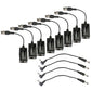 CCTV video balun transceivers with stacked RJ45-to-BNC adapters and black cables