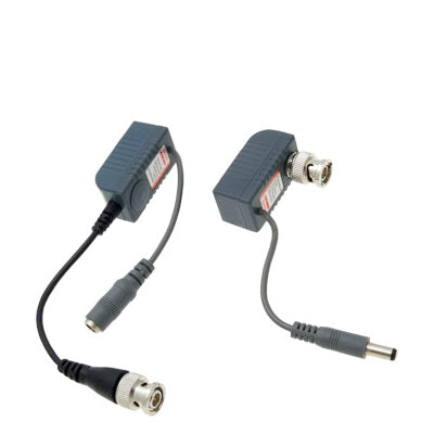 2-pack CCTV balun transceivers with BNC connectors and UTP cable ends