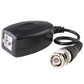 Black passive UTP video balun transceiver with BNC coax connector and RJ45 port