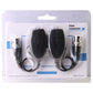 Retail blister pack showing two black video balun transceivers with coax cables