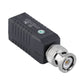 CCTV passive video balun transceiver with black body and BNC male coax connector