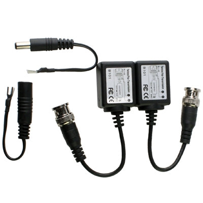 Passive balun transceiver pair with BNC connectors and twisted-pair cable leads