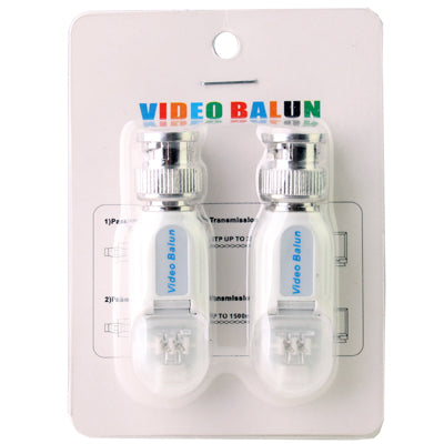 Packaged pair of video baluns with two BNC connectors on blister card