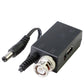 Black UTP video transmitter CM1001T with side coax port and attached cables.