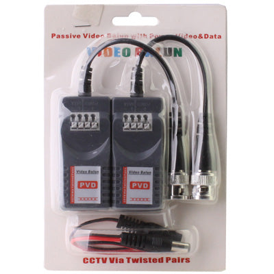 Passive video balun kit in retail blister pack with two baluns and BNC leads