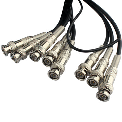 BNC coaxial cable connector bundle with silver metal plugs