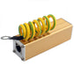 Telecom surge protector arrester with coiled yellow-green wiring and RJ port
