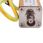 Coaxial cable surge protector front panel with BNC input port and mounting screws