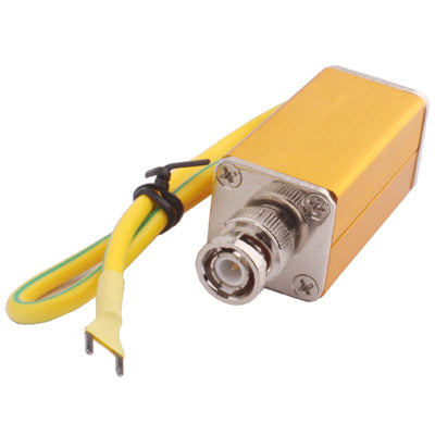 Coaxial cable surge protector arrester with BNC connector and two-prong terminal leads