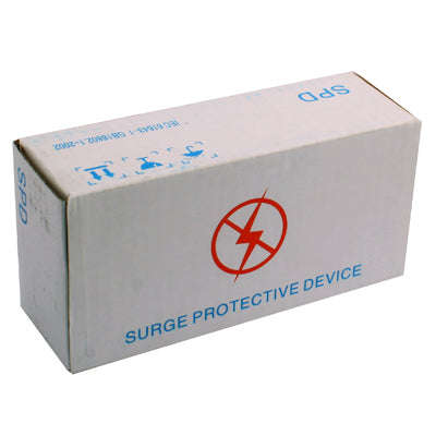 DEKO surge protective device box with red star logo and 'SURGE PROTECTIVE DEVICE' text