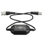 Coaxial video isolator adapter with two BNC-style plugs, inline control box, and cable