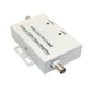 Coaxial cable video amplifier with two coax connections, metal housing and mounting bracket
