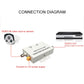 Coaxial cable video amplifier connection diagram for video in/out and 12V power