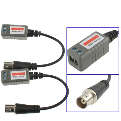 2-pack 1-channel passive video balun transceivers with RJ45-to-BNC cables