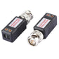 Pair of passive video baluns, black with BNC ports and screw terminal connectors