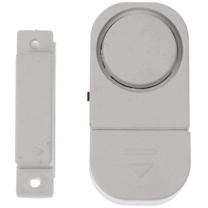 Magnetic door/window alarm sensor with rectangular contact and round main unit, white