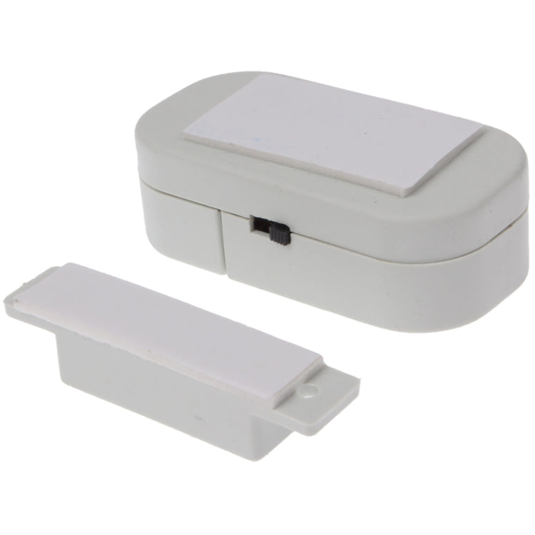 Magnetic door/window alarm sensor with open contact module and detachable bar, white