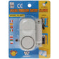 Retail package for magnetic door/window entry alarm kit, Model RL-9805, CE notice