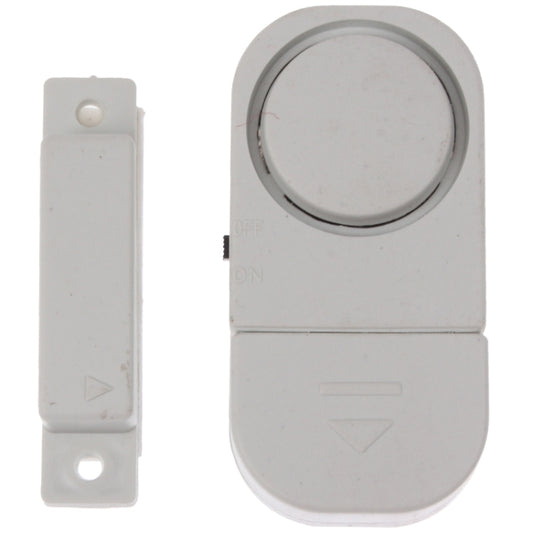Magnetic door/window alarm sensor with rectangular contact and round main unit, white