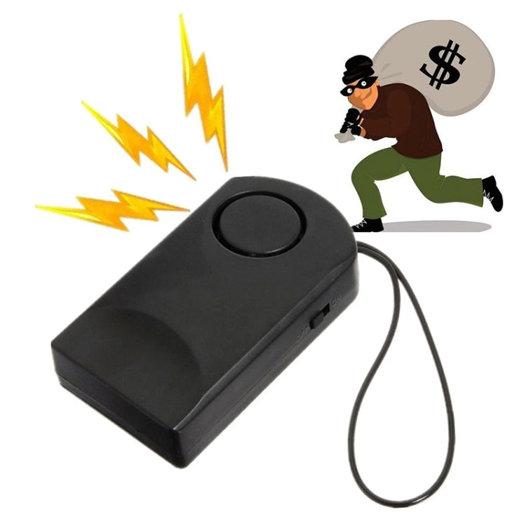 Touch-sensitive anti-theft alarm key fob (black) with round button and lanyard