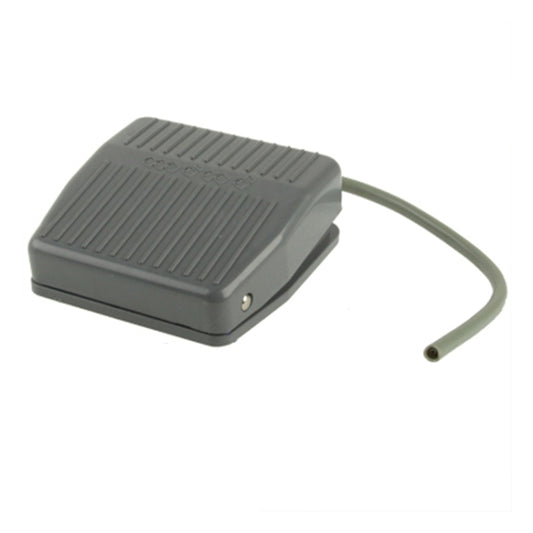 Textured plastic foot treadle switch with gray housing and two-wire cable