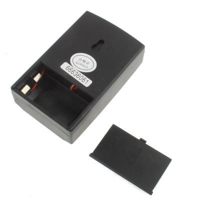 Black rechargeable battery and open cover for vibration alarm with contact pins