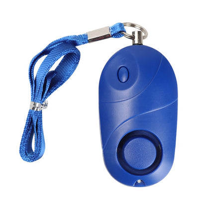 Blue personal alarm keychain with neck strap and metal keyring ring clip