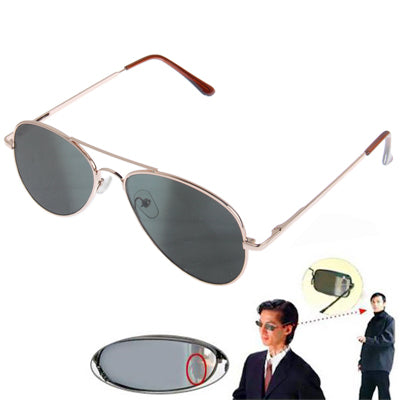 Rose-gold sunglasses with dark oval lenses, front-side view