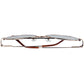 Side profile of rose-gold sunglasses with dark lenses and thin frame