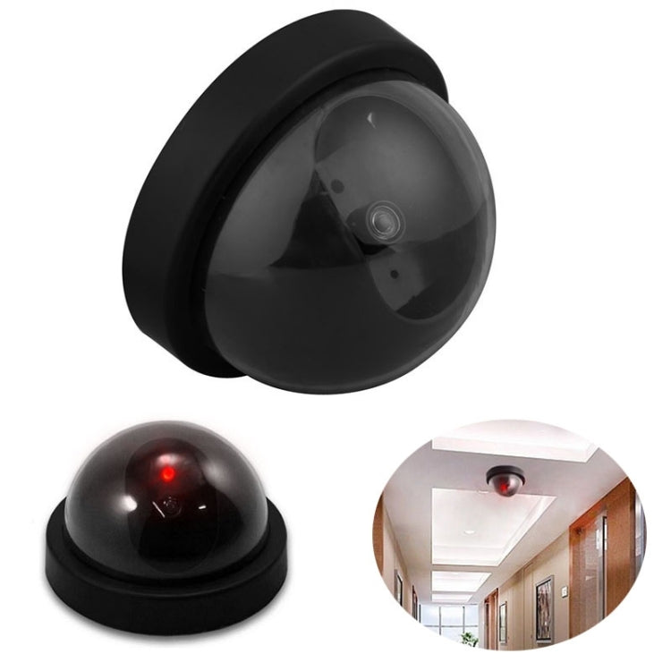 Dummy dome security camera side profile with translucent dome and red indicator