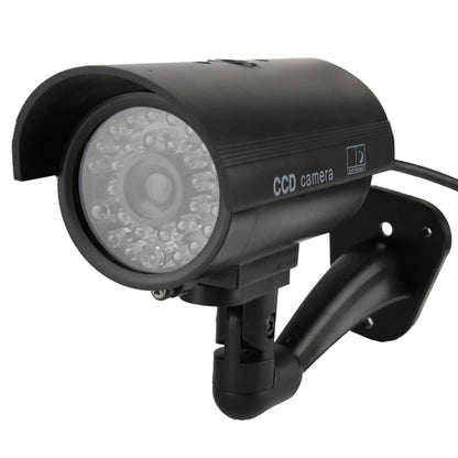 Black dummy CCTV camera with clear LED lens and swivel mounting bracket