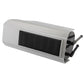 Solar-powered dummy security camera with top solar panel window and front lens