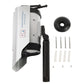 Solar-powered dummy security camera kit with mounting parts, screws, and bracket pieces