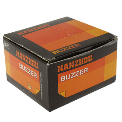 Security alarm buzzer retail box, orange and black with buzzer branding
