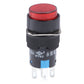 Front view red indicator push button car switch with round bezel and three-pin base