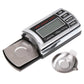 Mini digital scale with metal platform pan and LCD panel, ON/OFF and TARE buttons