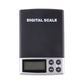 Digital pocket scale with black housing, LCD screen, and four control buttons