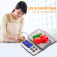 Digital pocket scale with tray platform and LCD display for kitchen weighing