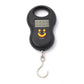 Black handheld LCD hanging scale with display and metal hanging hook